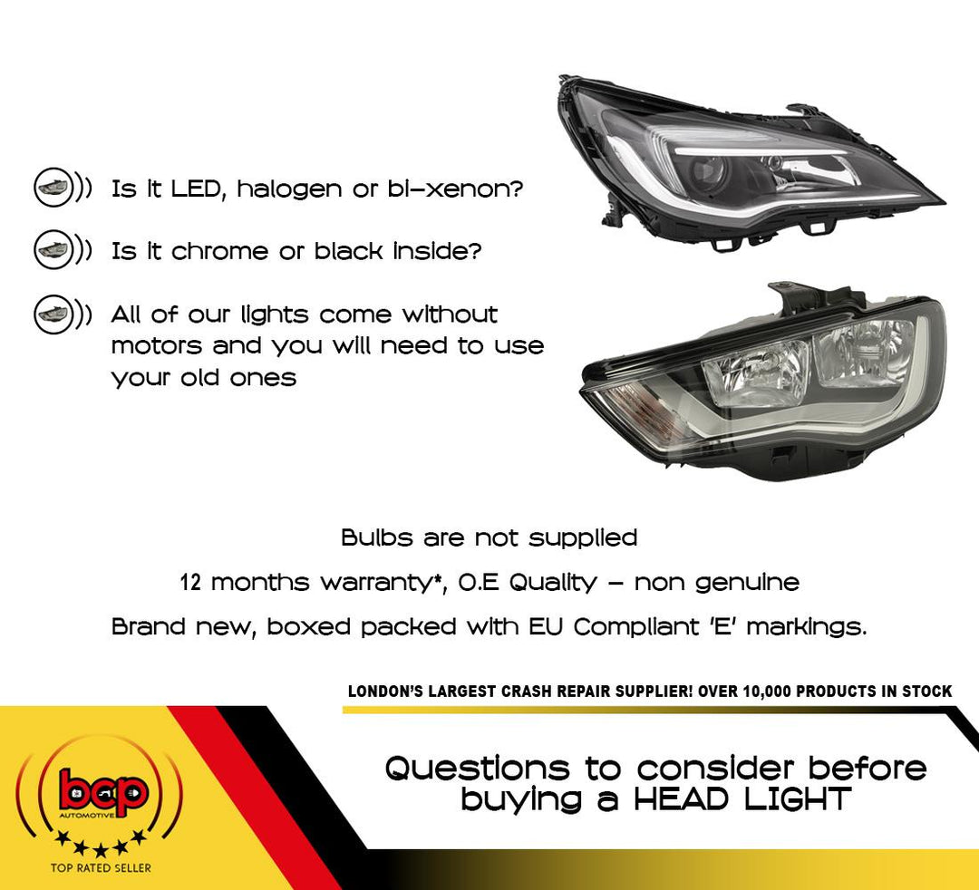 FORD FIESTA MK8 2013 - 2016 HEADLIGHT HEADLAMP PASSENGERS LEFT CHROME LED DRL