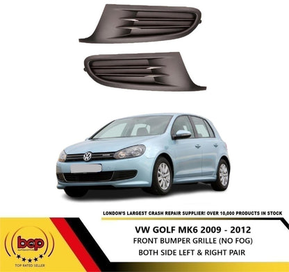 VW GOLF MK6 2008-2013 FRONT BUMPER GRILLE PAIR LEFT & RIGHT NO FOG LEFT RIGHT