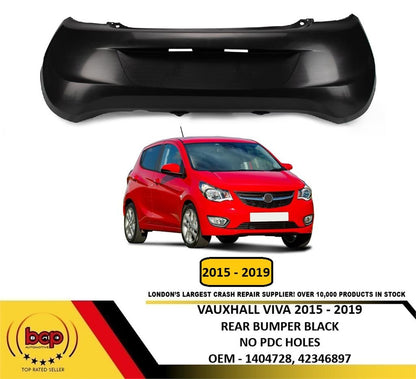 VAUXHALL VIVA 2015 – 2019 REAR BUMPER BLACK NO PARKING SENSOR NOT ROCKS MODEL