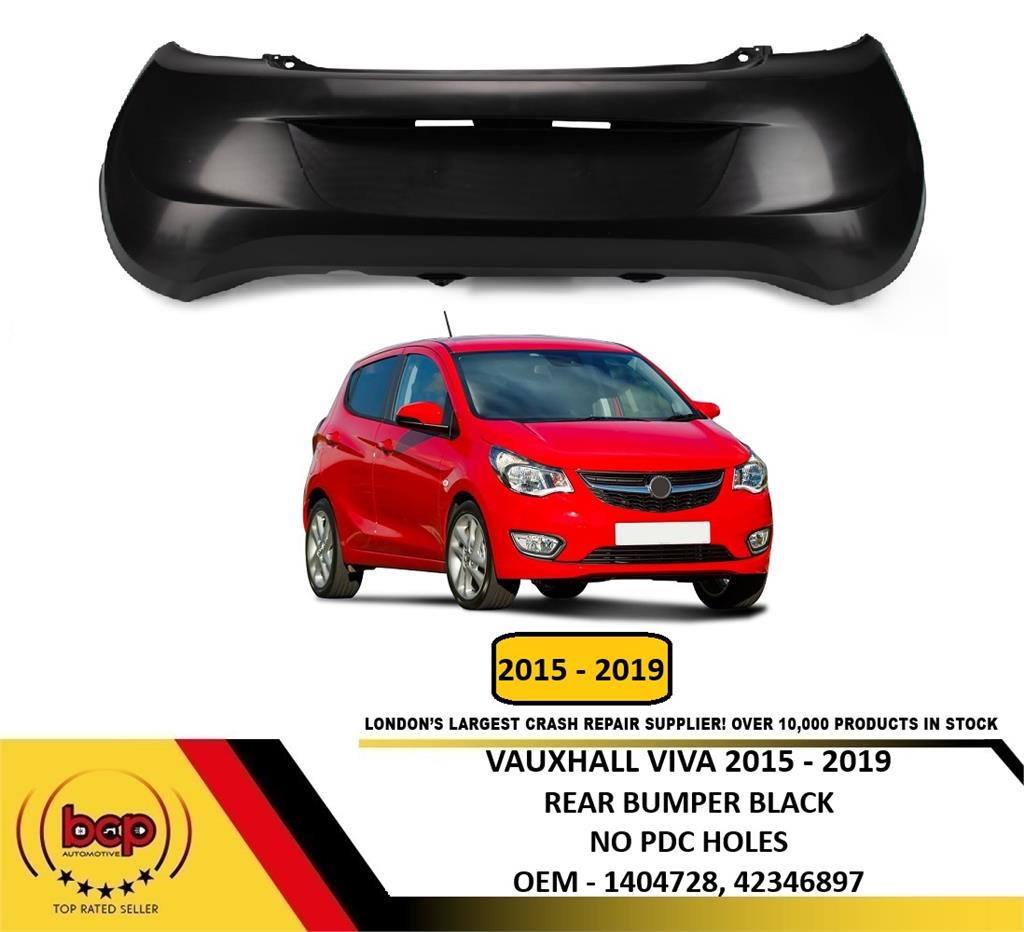 VAUXHALL VIVA 2015 – 2019 REAR BUMPER BLACK NO PARKING SENSOR NOT ROCKS MODEL