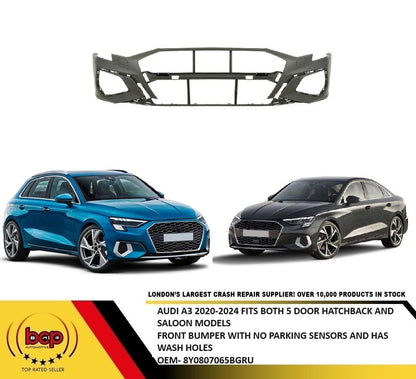 AUDI A3 2020 - 2024 FRONT BUMPER S LINE MODELS NO PARKING SENSORS