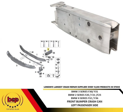 BMW 3 SERIES F30 2012 - 2018 FRONT BUMPER CRASH CAN HOLDER REINFORCER LEG LEFT