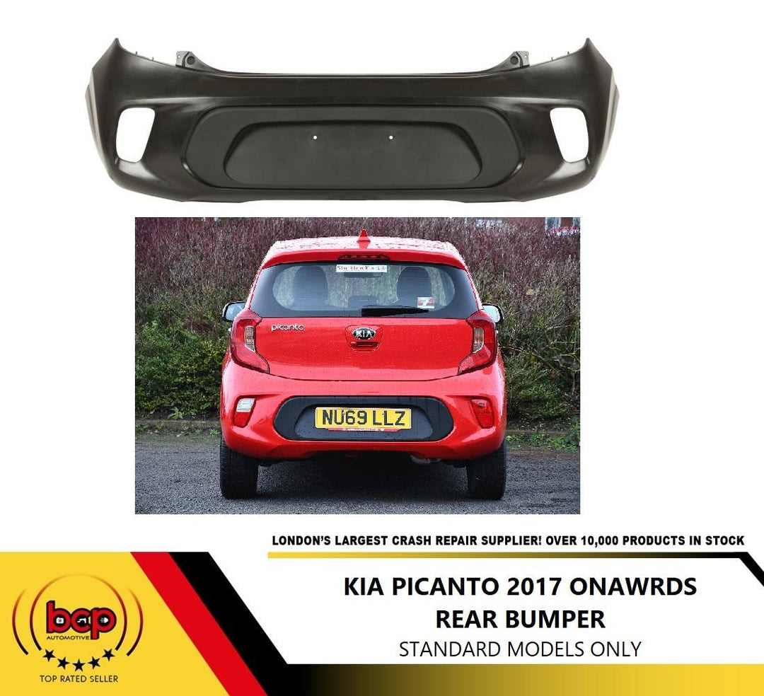 KIA PICANTO 2017 ON  REAR BUMPER 8661G6000 NOT PRIMED NO SENSOR HOLES