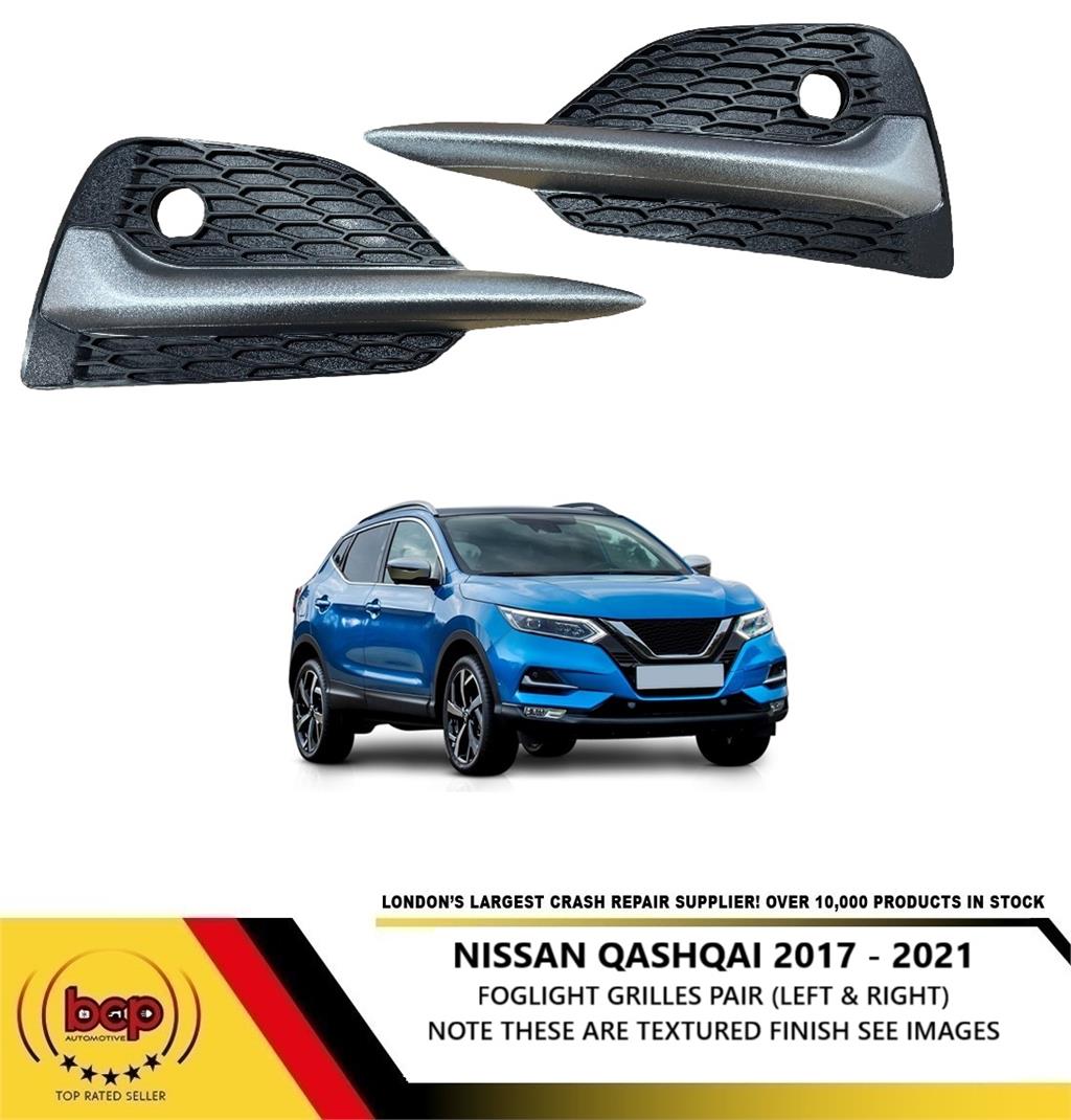 NISSAN QASHQAI 2017–2021 FRONT BUMPER FOG GRILLE WITH PDC HOLE DRIVER SIDE RIGHT