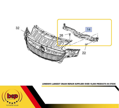 VAUXHALL CORSA E 2015 - 2019 FRONT BUMPER UPPER SUPPORT PLASTIC