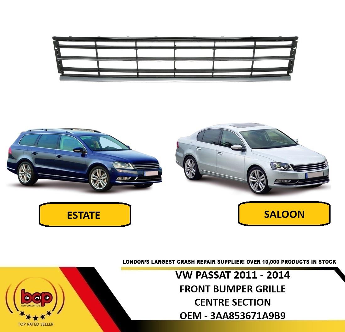 VW PASSAT B7 2011 - 2014 FRONT CENTER GRILLE WITH CHROME OEM QUALITY