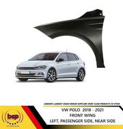 VW POLO 2017 - 2021 FRONT WING LEFT PASSENGERS SIDE PRIMED READY 2 PAINT