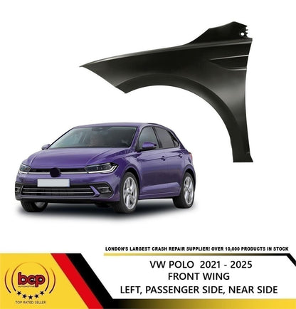 VW POLO 2021 ON FRONT WING LEFT PASSENGERS SIDE INSURANCE CERTIFIED