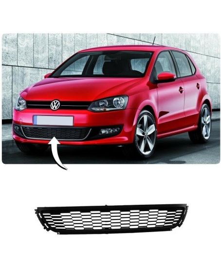VW POLO 6R 2009 2014 FRONT BUMPER CENTRE GRILLE WITH CHROME OEM QUALITY