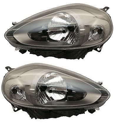 FIAT PUNTO EVO 10 HEADLIGHTS HEADLAMPS GREY PAIR LEFT RIGHT NEW