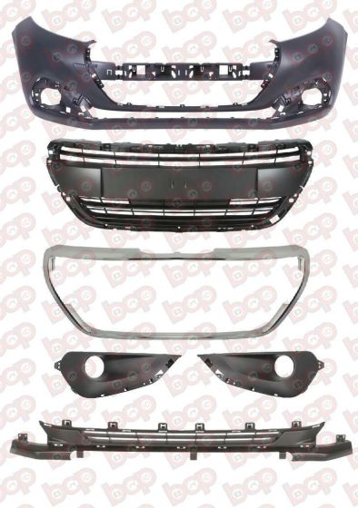 PEUGEOT 208 FRONT BUMPER COMPLETE KIT 2015 - 2020 PRIMED OE