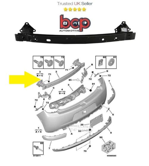 CITROEN C3 / DS3 2010 – 2016 REAR BUMPER REINFORCEMENT CARRIER CROSS MEMBER  BAR