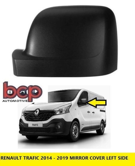 RENAULT TRAFIC 2014 ON DOOR WING MIRROR COVER BLACK PASSENGER SIDE CLIP ON